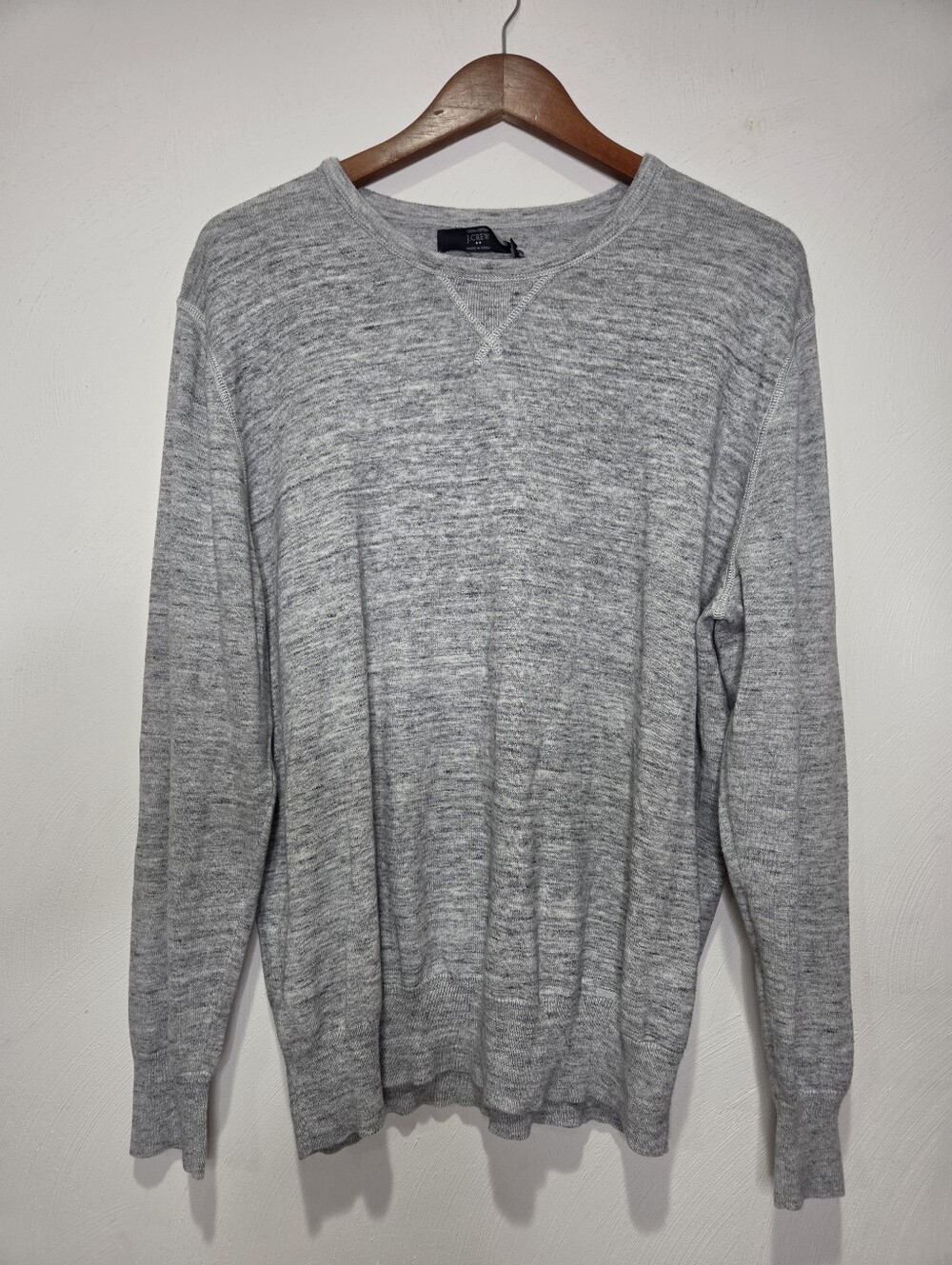 Men's J Crew Heather Gray Knit Crew Neck Sweater Size XL